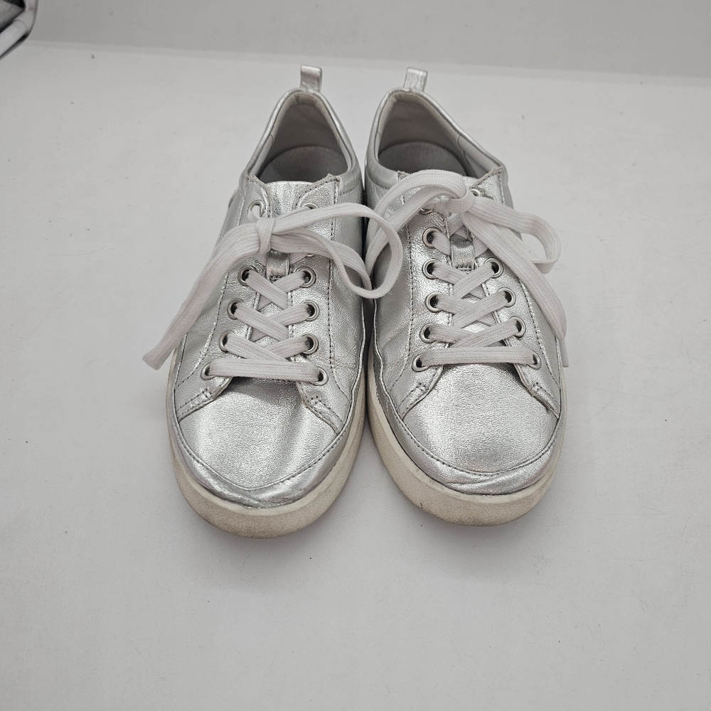 Vionic Winny Metallic Leather Arch Support Sneakers Silver Lace-Up Womens 7.5 - Picture 9 of 11
